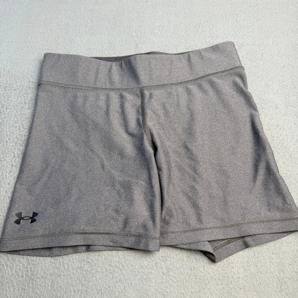 Under Armour Womens HeatGear Compression Shorts Gray Athletic Gym Small 4in